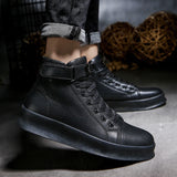 Autumn Men Ankle Boots High-cut Solid Sneakers Lace-up Motorcycle Boots Platform Skateboard Sport Trainers Shoes Nightclub Shoes