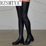 Autumn 2022 Women&#39;s Over-the-knee Boots Side Zipper Skinny Red Sexy Nightclub Boots