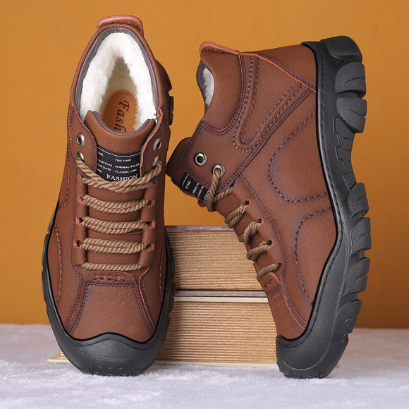 Snow Boots Protective Wear-resistant Sole Man Boots wool Warm Comfort Winter Walking Boots High top non-slip Men Cotton Shoes