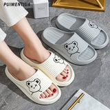 Cute Bear Men Slippers Thick Platform Sandals Women Summer 2023 Home Slippers Indoor Soft Sole Flip Flops Couple No-Slip Slipper