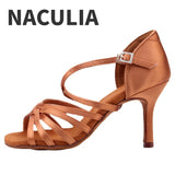 New Latin Dance Shoes Women Ladies Ballroom Tango Salsa Latin Dancing Shoes High Heel 5.5/7.5/8.5 CM Professional Training Shoes